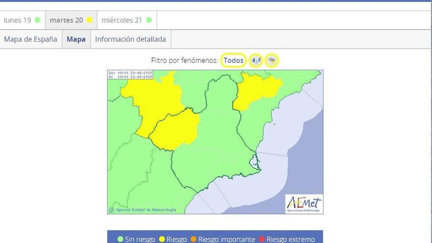 Aviso amarillo por lluvias de hasta 20 litros por metro cuadrado en una hora mañana en el Noroeste