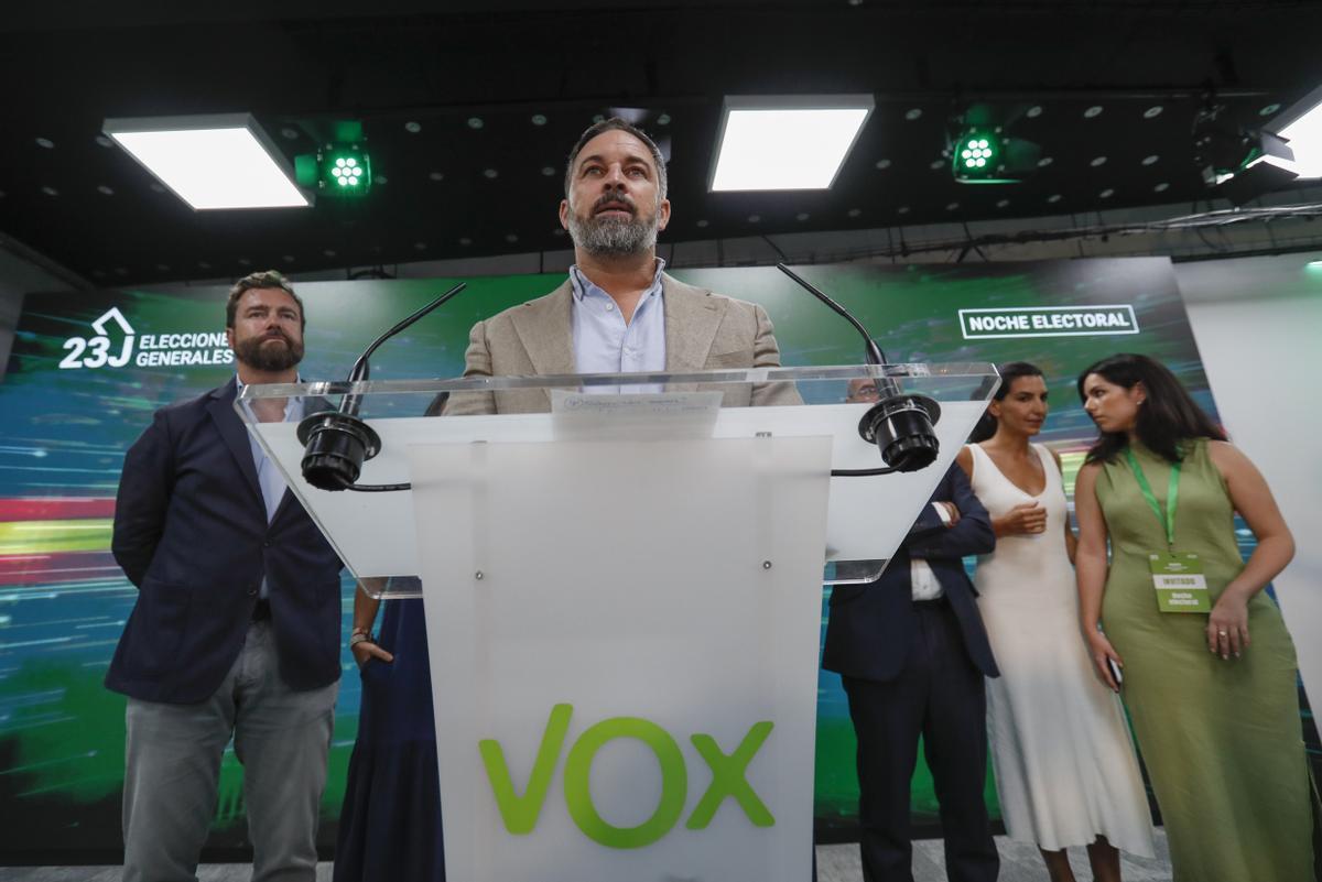 Santiago Abascal compareix després de la victòria del PP