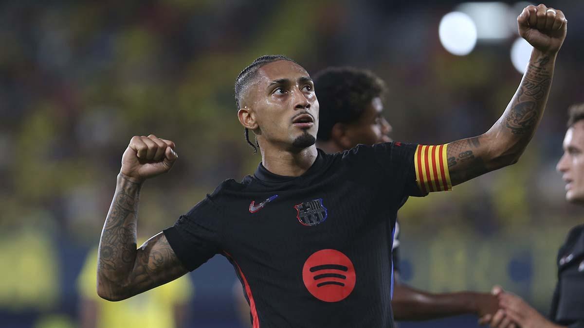 Raphinha celebra su gol ante el Villarreal