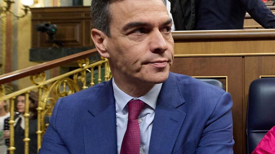 Pedro Sánchez, dijous passat al Congrés en la seva última comparaixença pública.  | JESÚS HELLÍN / EUROPA PRESS