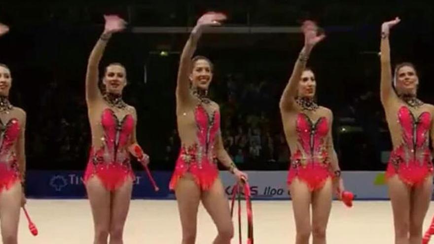 El quinteto español de gimnasia rítmica.