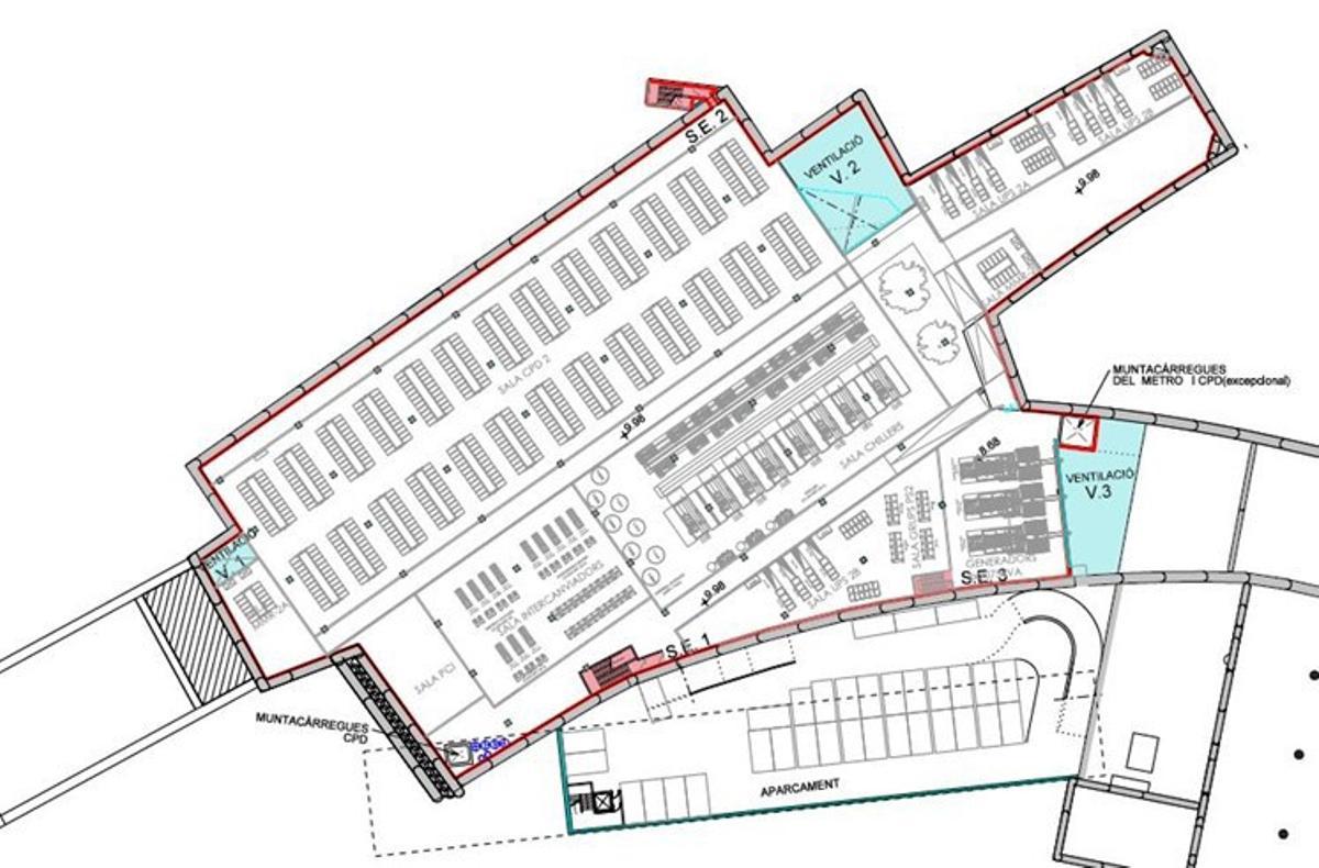 Plano del espacio donde construir el centro datos en el subsuelo de La Sagrera