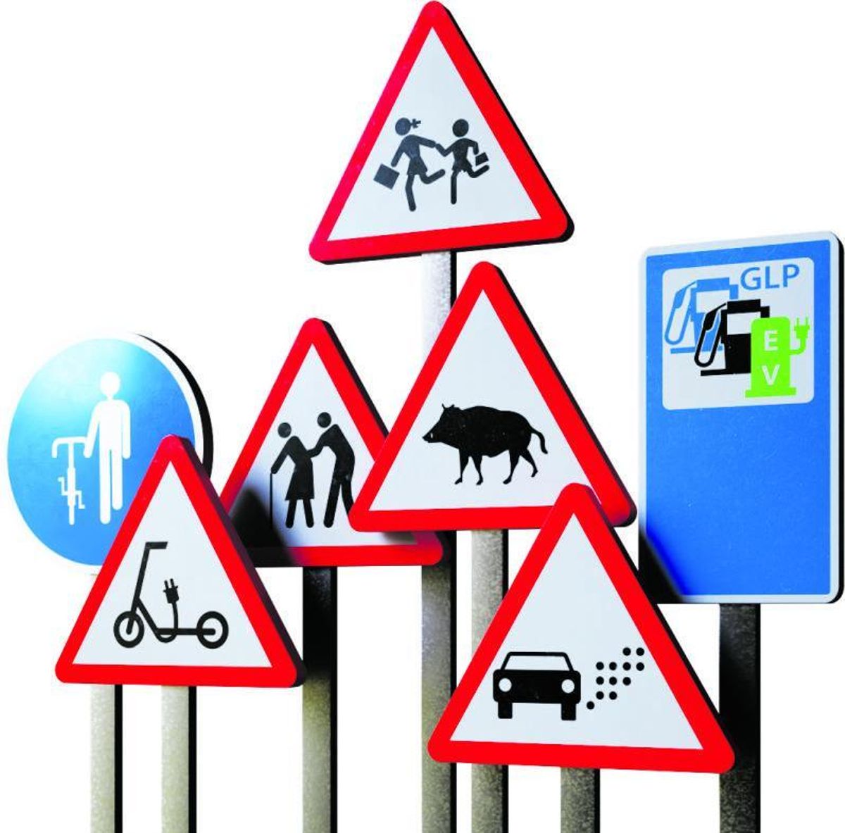 Inclusión, movilidad eléctrica y jabalíes para actualizar las señales de tráfico
