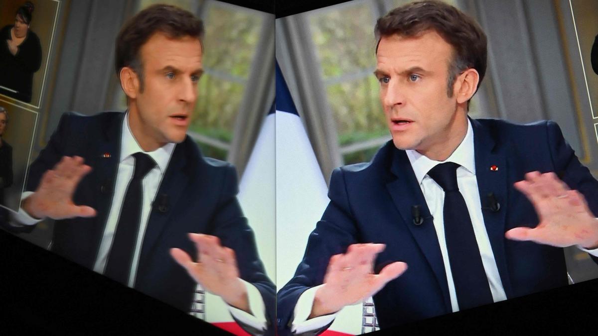 El presidente francés, Emmanuel Macron, durante una entrevista ofrecida este miércoles en televisión.