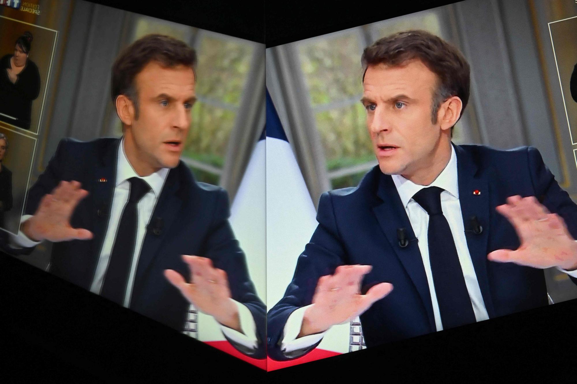 El presidente francés, Emmanuel Macron, durante una entrevista ofrecida este miércoles en televisión.