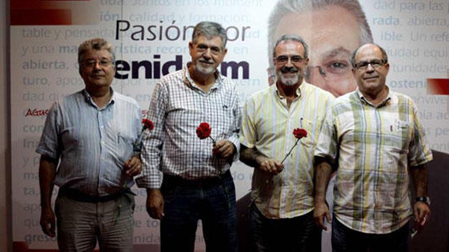 De izquierda a derecha, Miguel Mozo, Jesús Fuentes, Ángel de la Fuente y Rafael Balongo, en la sede electoral del PSOE