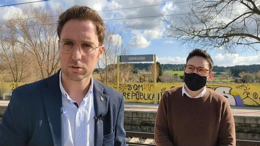 Jordi Masquef i Sergi Miquel a l&#039;estació de Camallera.