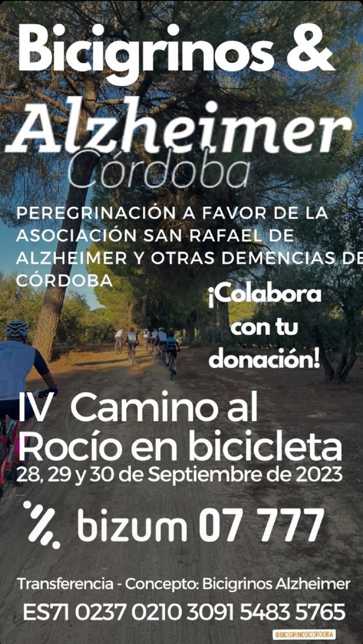 Cartel con las formas de donar dinero a Bicigrinos para pelear contra el alzhéimer.