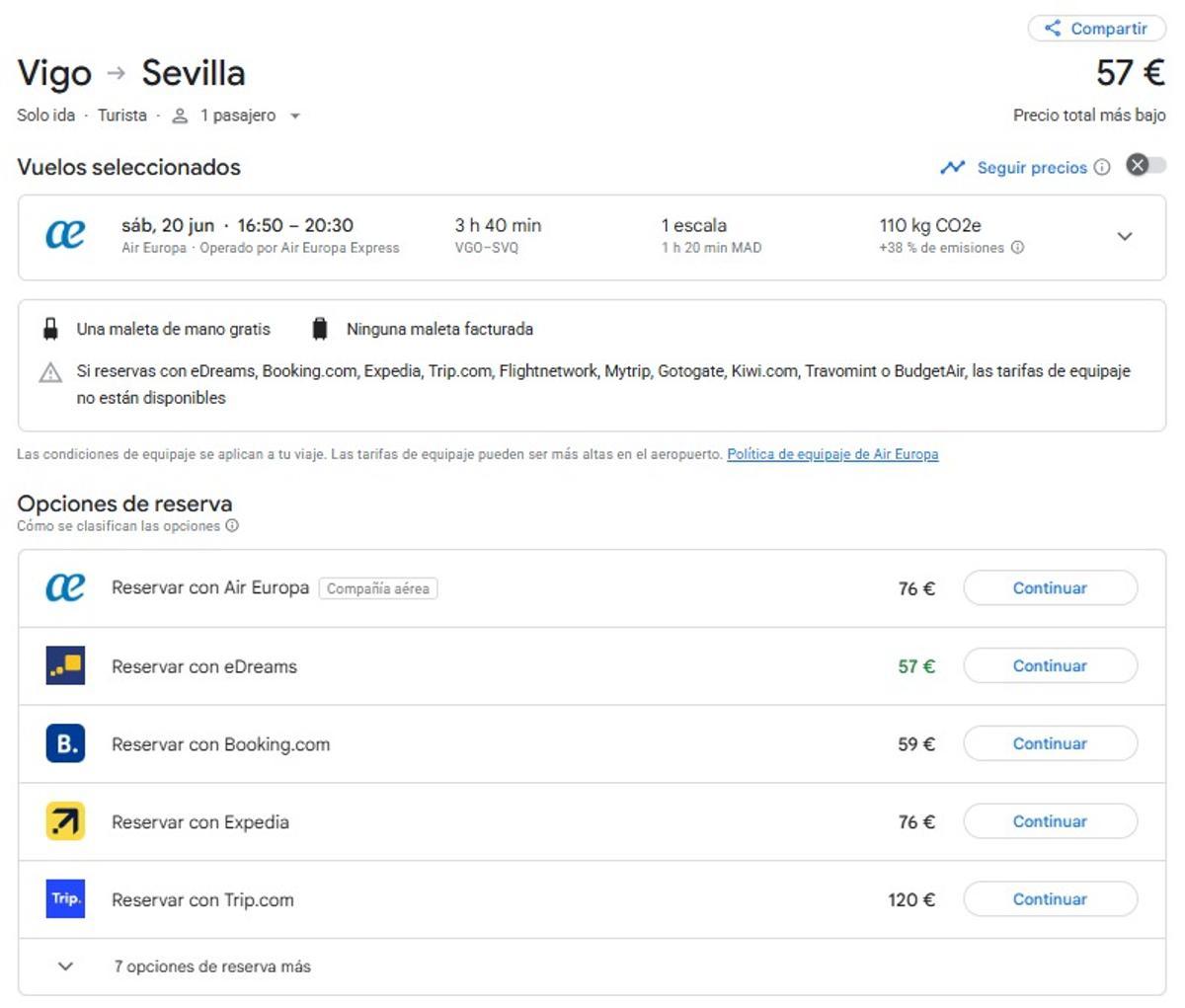 Billetes de avión entre Vigo y Sevilla por menos de 60 euros para este mes de junio