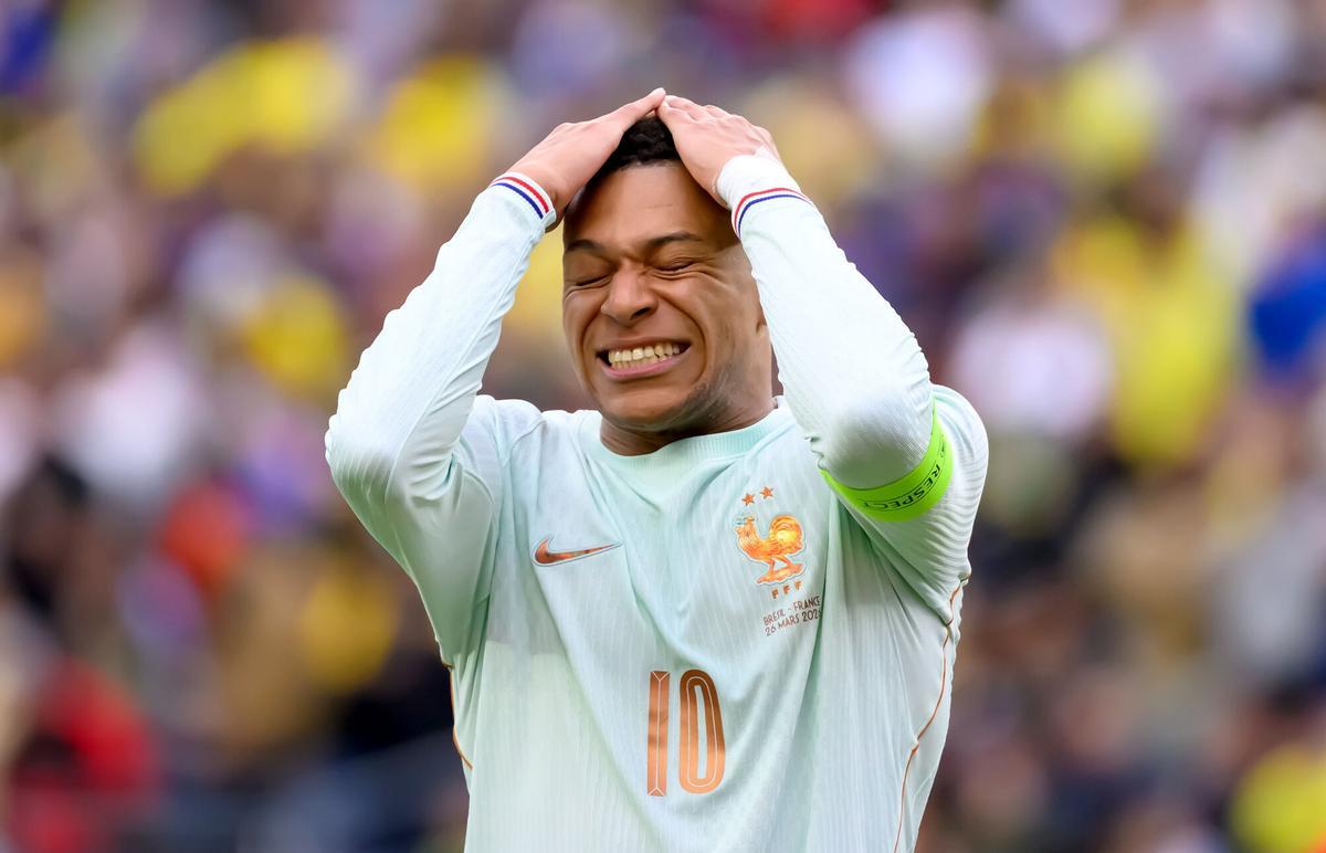 Mbappé, durante el partido de Francia contra Brasil