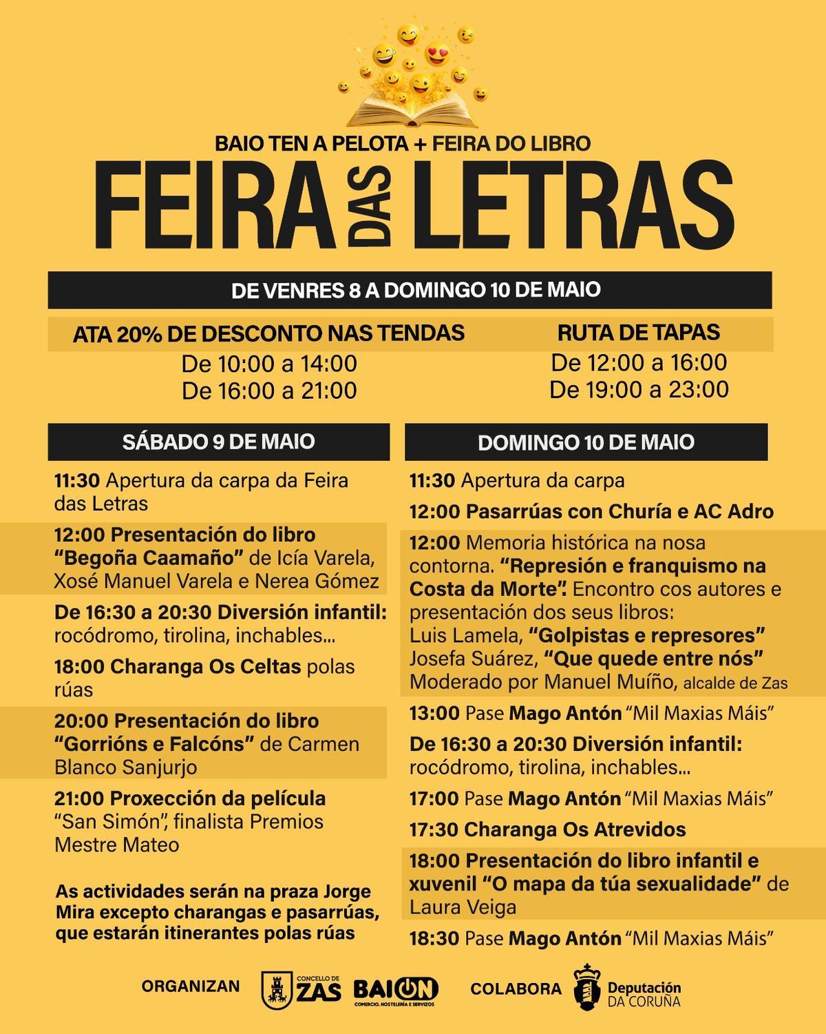 Cartel promocional das actividades programadas polo Concello de Muxía.