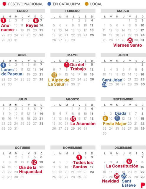 Calendario Laboral Sabadell 2024