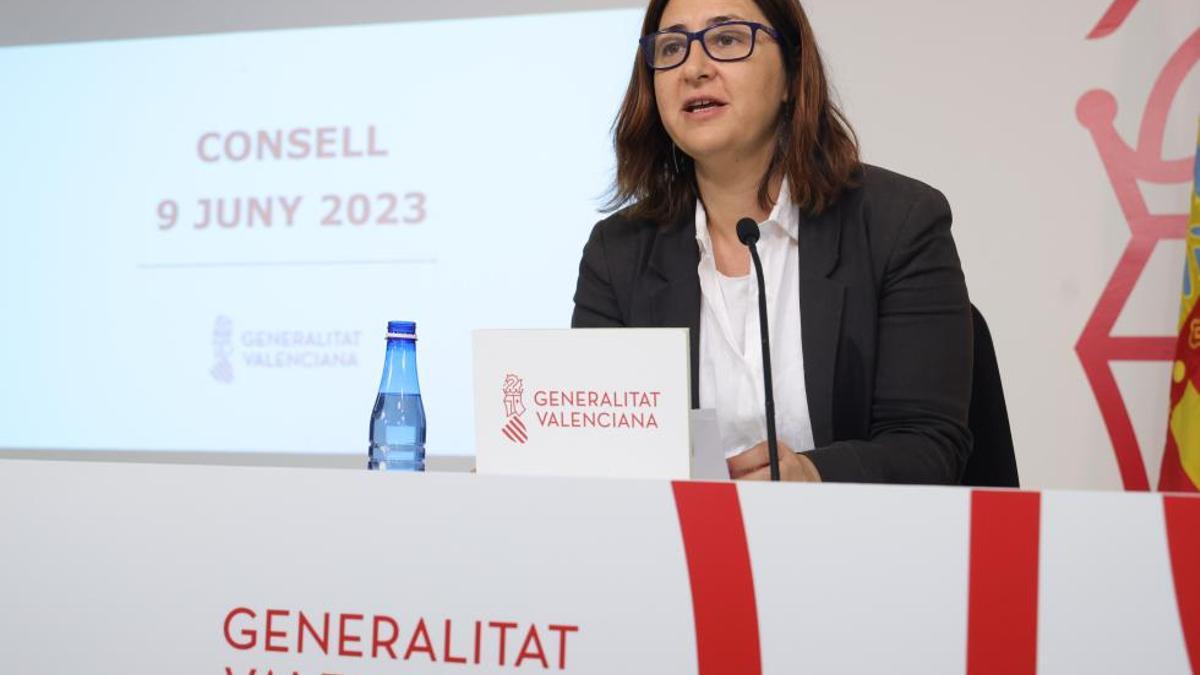 Rosa Pérez Garijo durante su comparecencia tras el pleno del Consell