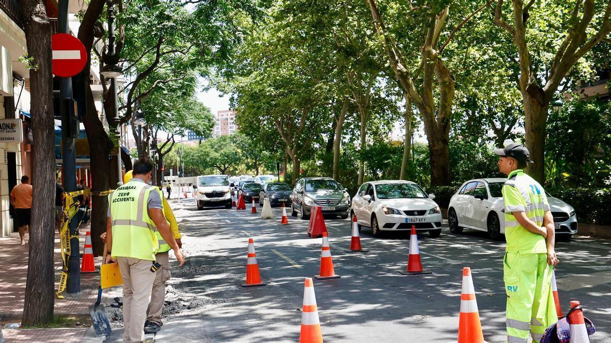 Inicio de las obras en la Gran Vía Marqués del Turia de València.