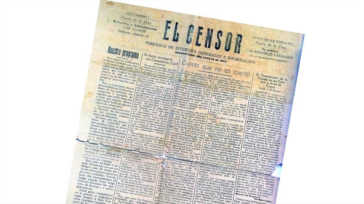 opinion   PORTADA DL DIARIO PERIODICO EL CENSOR   HALLADO POR LA UNIVERSIDAD DE LA LAGUNA   CANARIAS