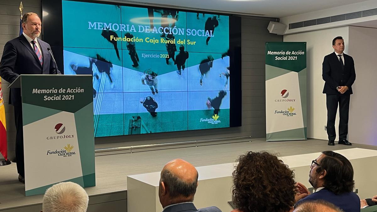 Imagen de la presentación de la Memoria de Acción Social de la Fundación Caja Rural del Sur con el balance de 2021.