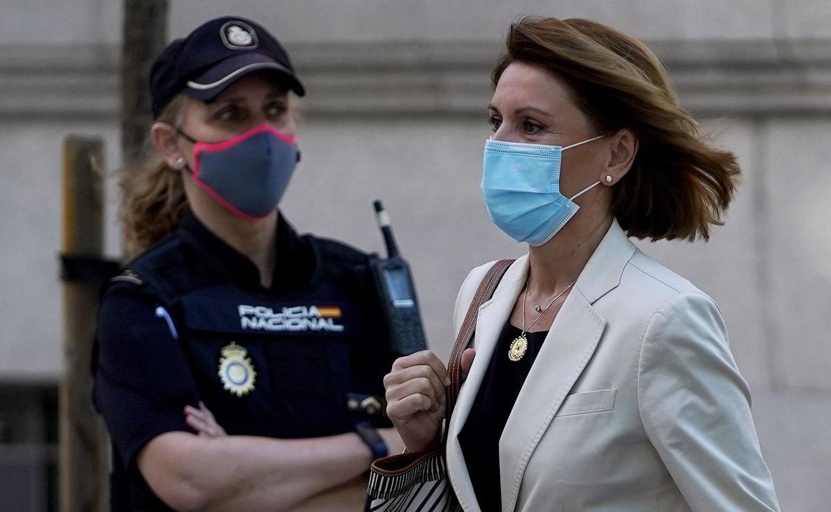 María Dolores de Cospedal llegando a la Audiencia Nacional.