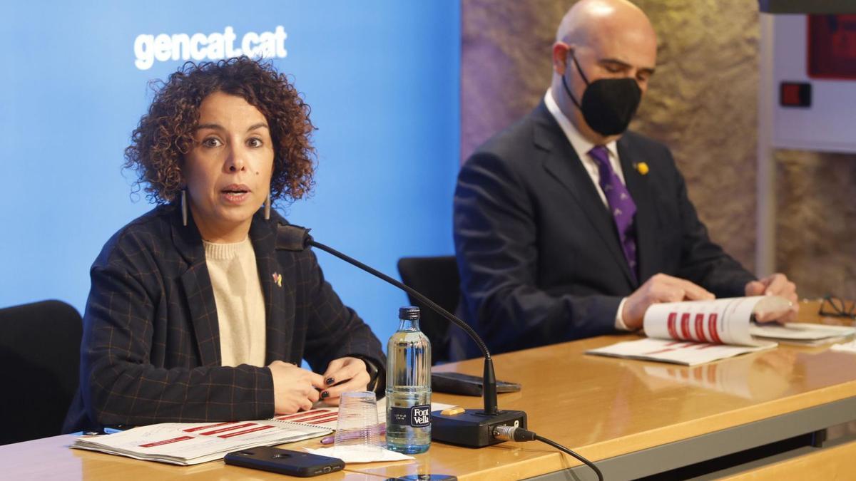 Laia Cañigeral, ahir, al costat de Pere Saló, durant la presentació dels objectius de la Generalitat a les comarques gironines. | ANIOL RESCLOSA