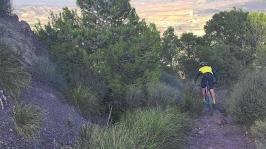 Un ciclista de montaña en el Cejo de Lorca