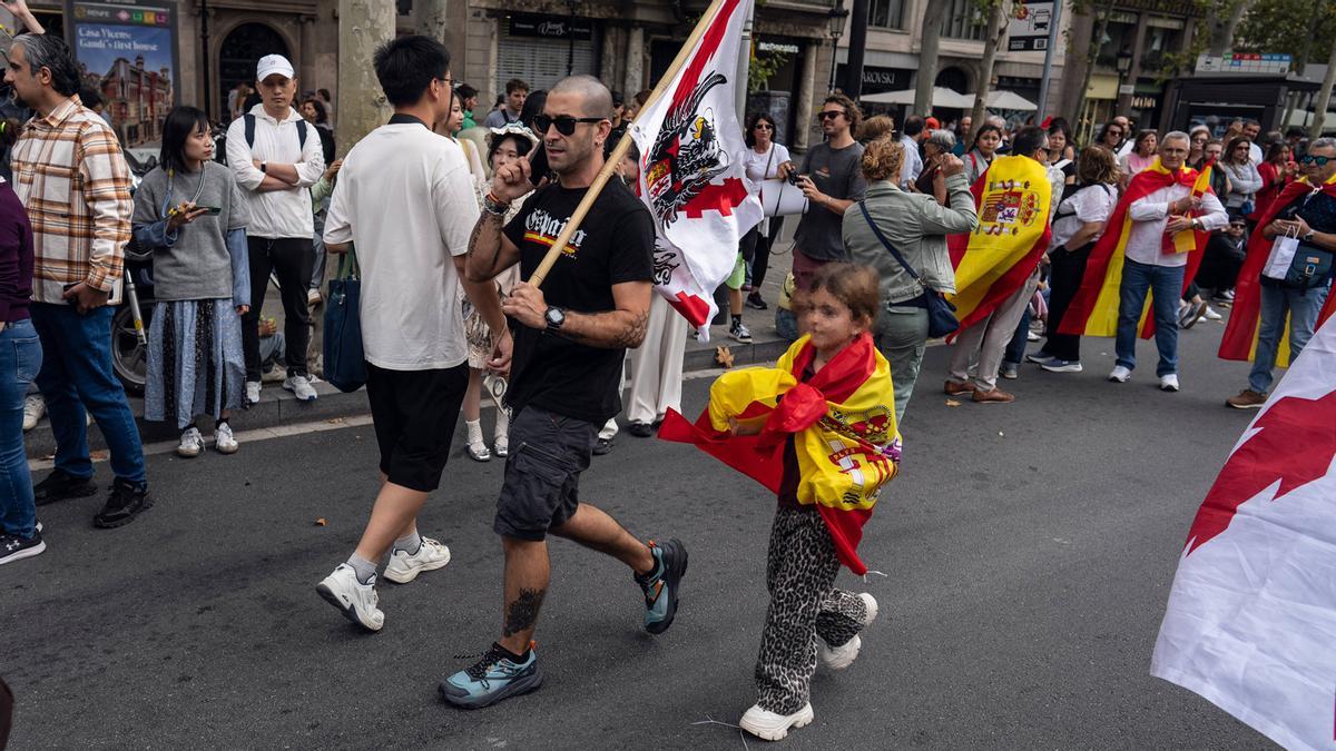 Manifestación por el 12-O, Día de la Hispanidad, en Barcelona