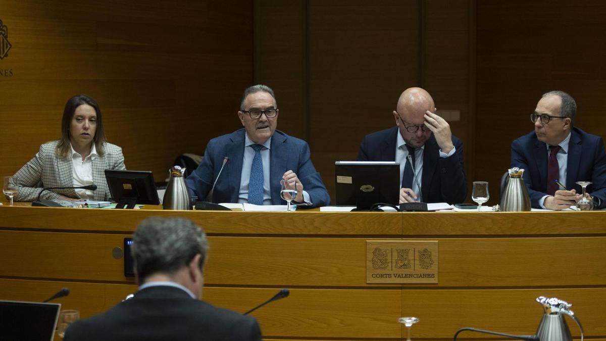 Francisco Gan Pampols comparece en las Corts para explicar sus presupuestos, este lunes.