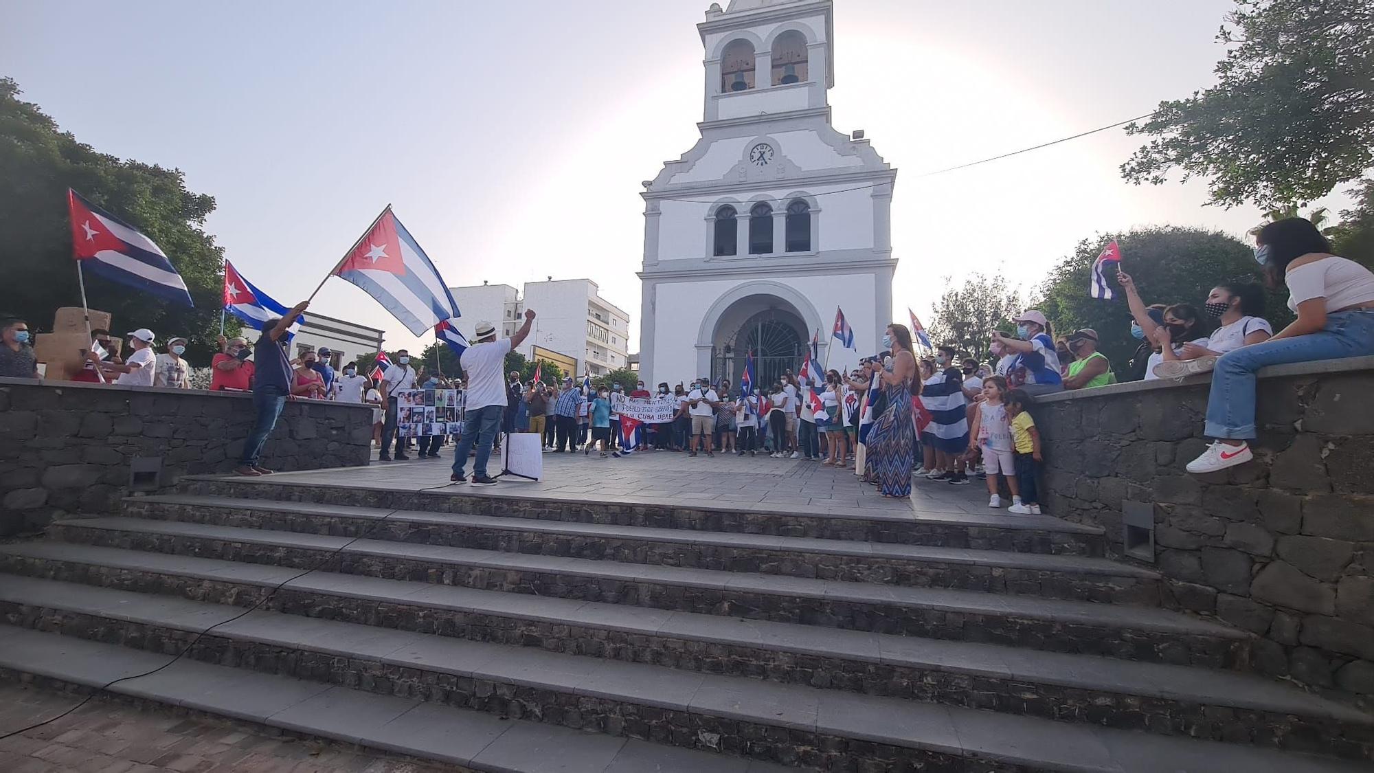 Protesta de la comunidad cubana en Puerto del Rosario, en Fuerteventura (17/07/2021)