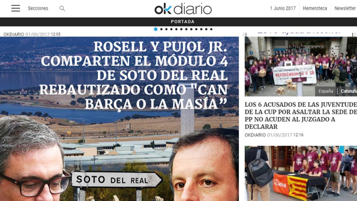 Imagen de la información publicada por 'OK Diario' sobre la prisión de Soto del Real