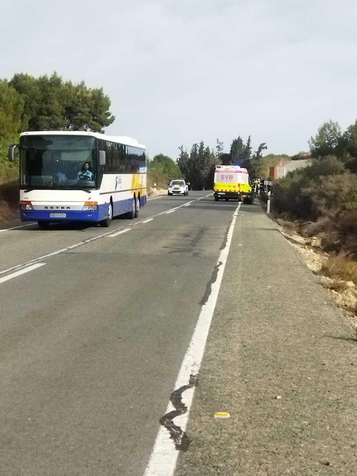 Lugar del accidente con el autobús contra el que colisionó la moto