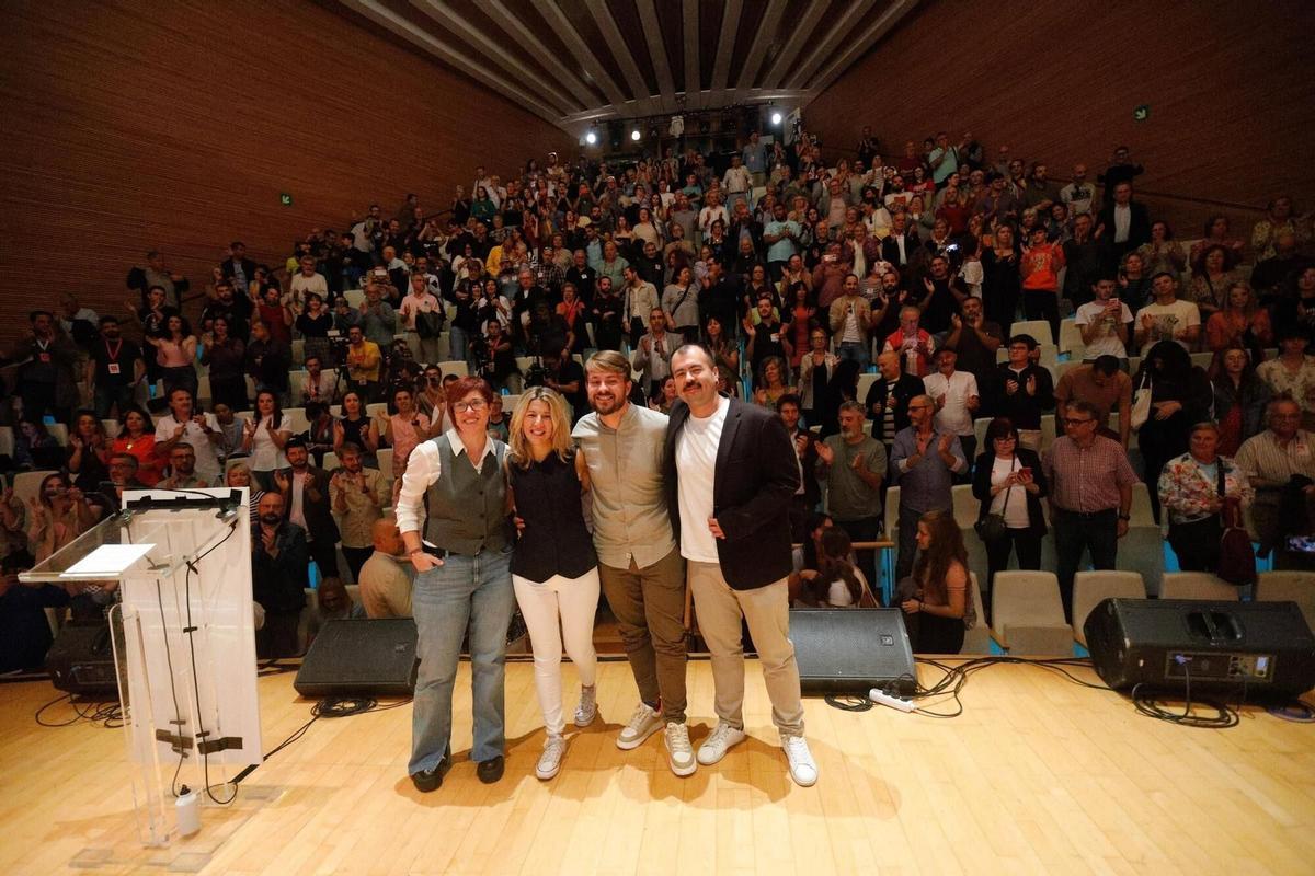 Micó, Díaz, Ibáñez y González, en un acto de Compromís-Sumar en València
