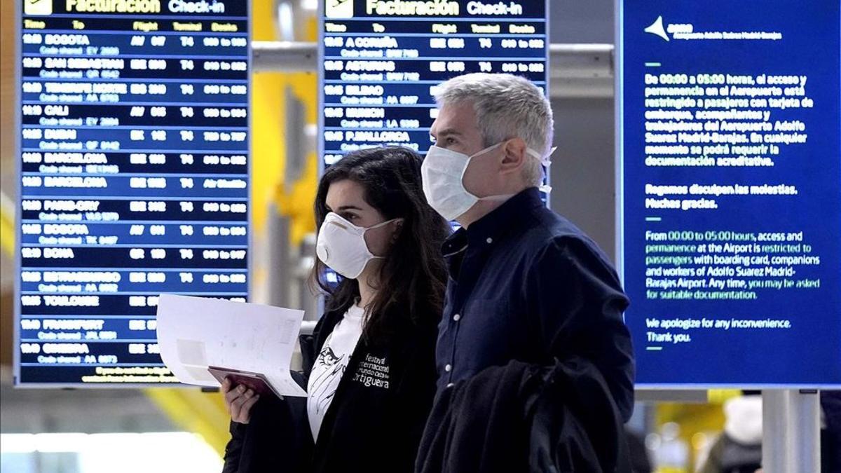 Coronavirus. Ambiente en el aeropuerto Adolfo Suárez-Madrid Barajas