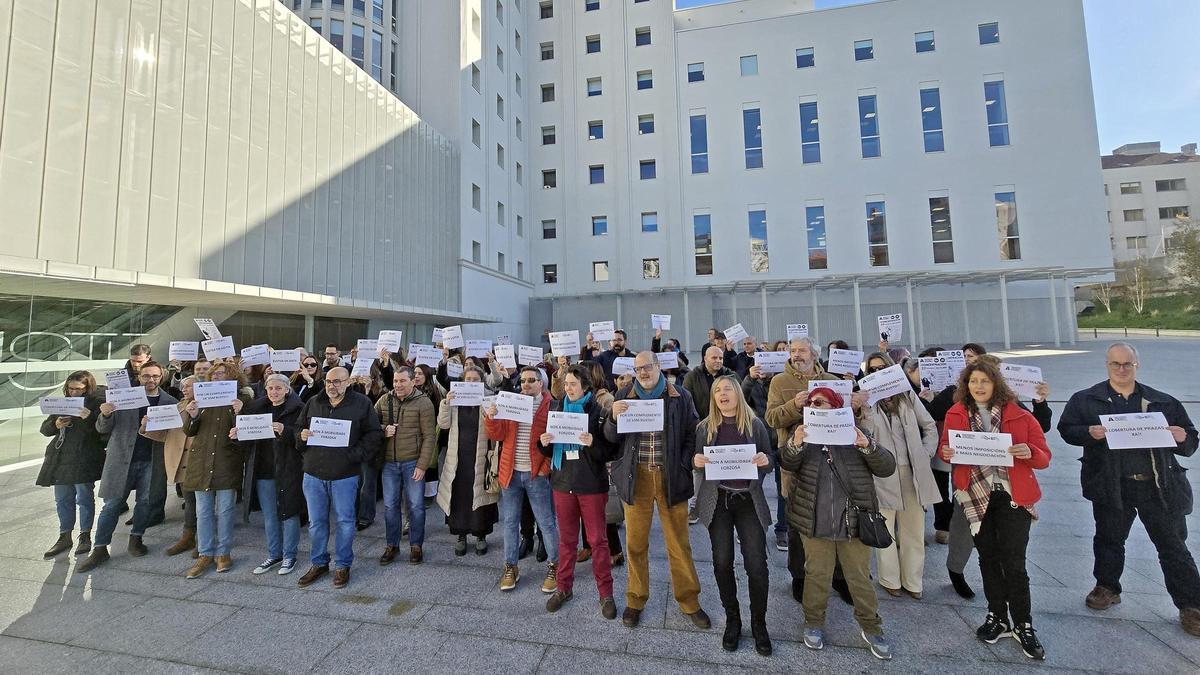 La concentración celebrada ayer ante el edificio judicial