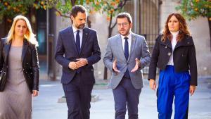 El president Pere Aragonès con los consellers Natàlia Mas, Roger Torrent y Laura Vilagrà