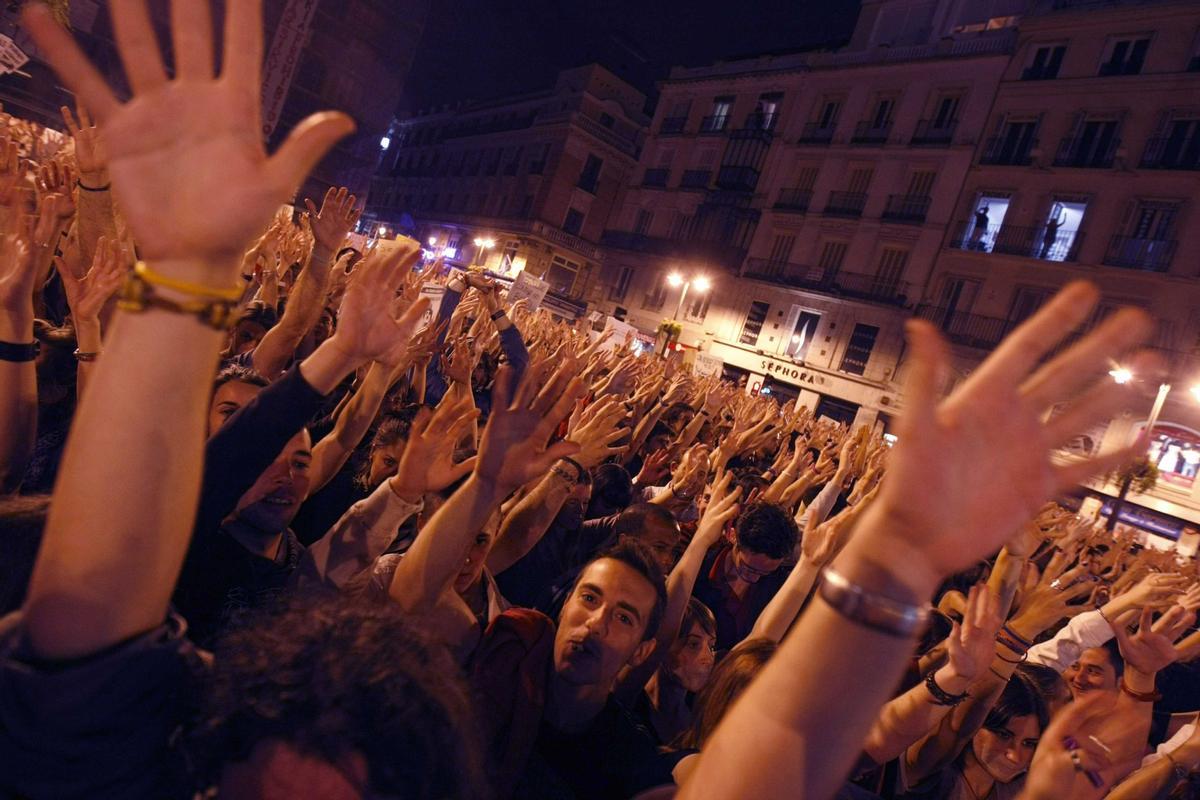 Asamblea en la Puerta del Sol de Madrid