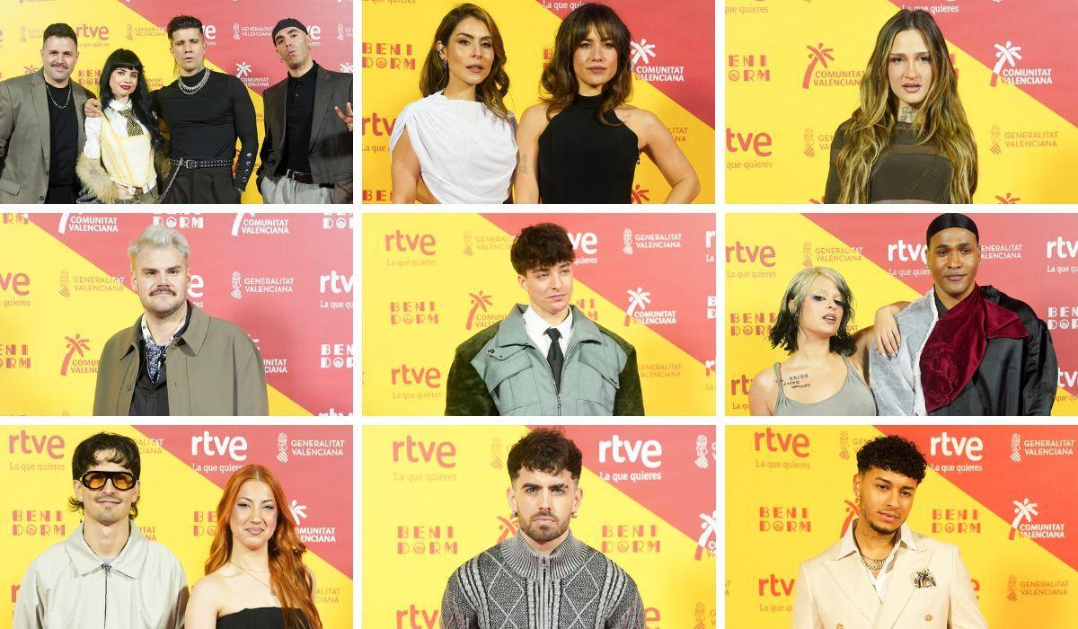 KITAI, María León junto a Julia Medina, Luna Ki, Greg Taro, Izan Llunas, Dora & Marlon Collins, Tony Grox y LUCYCALYS, Mikel Herzog Jr. y Kenneth, artistas de la primera semifinal del Benidorm Fest 2026.