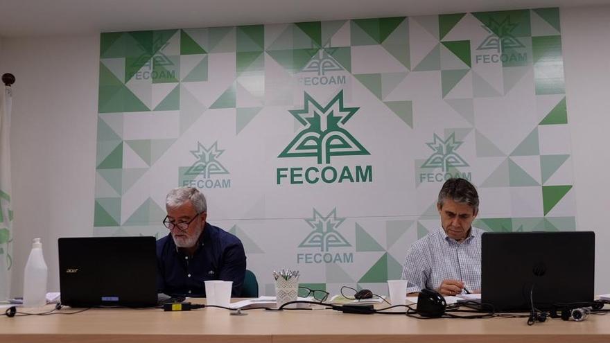 Santiago Martínez (i), presidente de Fecoam, y Antonio Sanz, gerente de la Federación, ayer en la sede. FOTO: CRISTINA HEREDIA