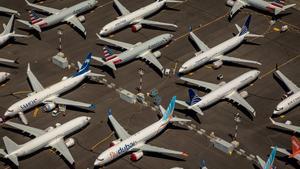 Seattle (United States), 21/07/2019.- (FILE) - An aerial view of Boeing 737 Max 8 aircraft parked at Boeing Field in Seattle, Washington, USA, 21 July 2019 (reissued 29 April 2020). Boeing on 29 April 2020 reported an adjusted loss of 1.70 billion USD in the first quarter of 2020, and said it plans to cut the number of its staff by about 10 per cent. (Estados Unidos) EFE/EPA/GARY HE *** Local Caption *** 55830719