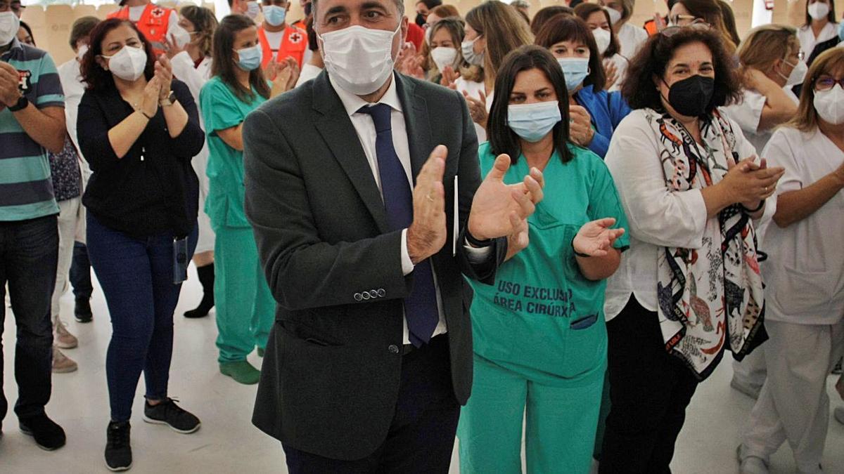 García Comesaña, el pasado 2 de octubre, en el cierre de Expocoruña como ‘vacunódromo’. |  // CABALAR