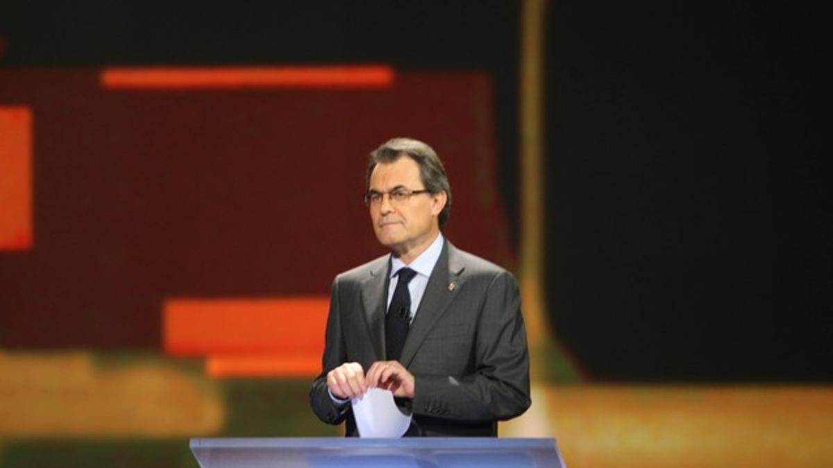 Artur Mas, durante el debate de este domingo en TV-3.