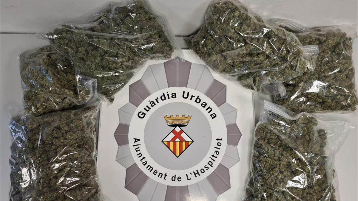 Bolsas de marihuana decomisadas por la Guardia Urbana de L'Hospitalet.