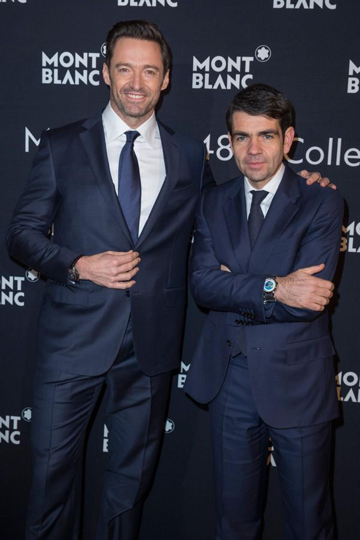 Hugh Jackman junto a Jérôme Lambert en la fiesta de Montblanc