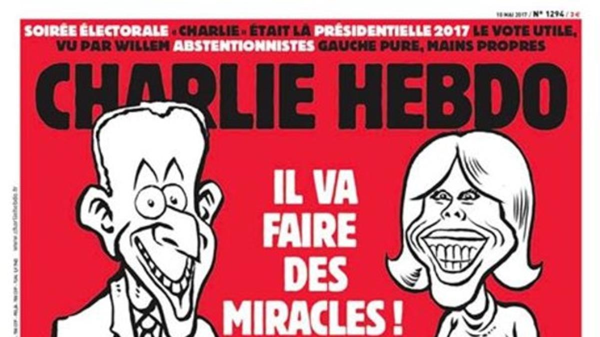 La caricatura de Charlie Hebdo que muestra un dibujo de Brigitte embarazada.