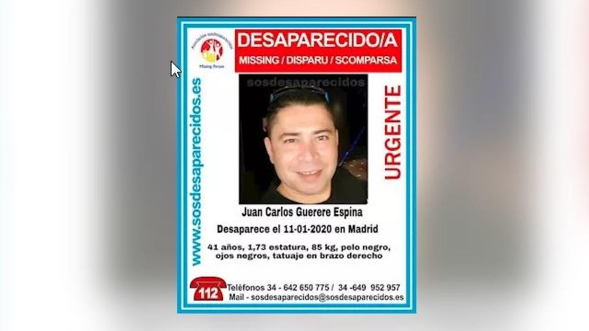 Imagen del cartel que ha difundido SOS Desaparecidos con la imagen del hombre desaparecido