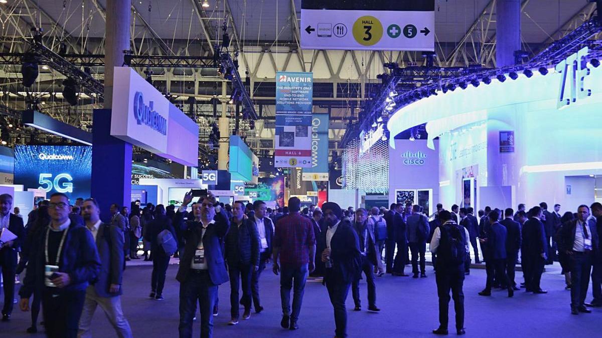 Vista interior del recinte del MWC en l&#039;edició del 2019