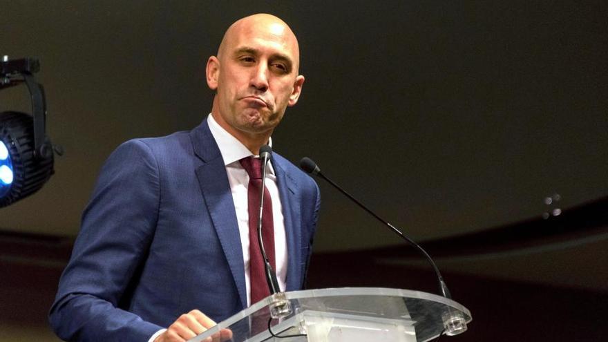 Luis Manuel Rubiales, durante la gala balear del fútbol del pasado lunes.