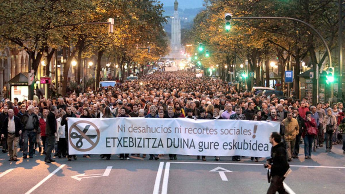 Manifestación en Bilbao en protesta por los desahucios