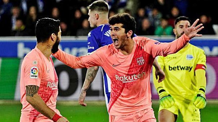 Aleñá, en el moment de fer el 0-1 que posava per davant el Barça al camp de l&#039;Alabès.