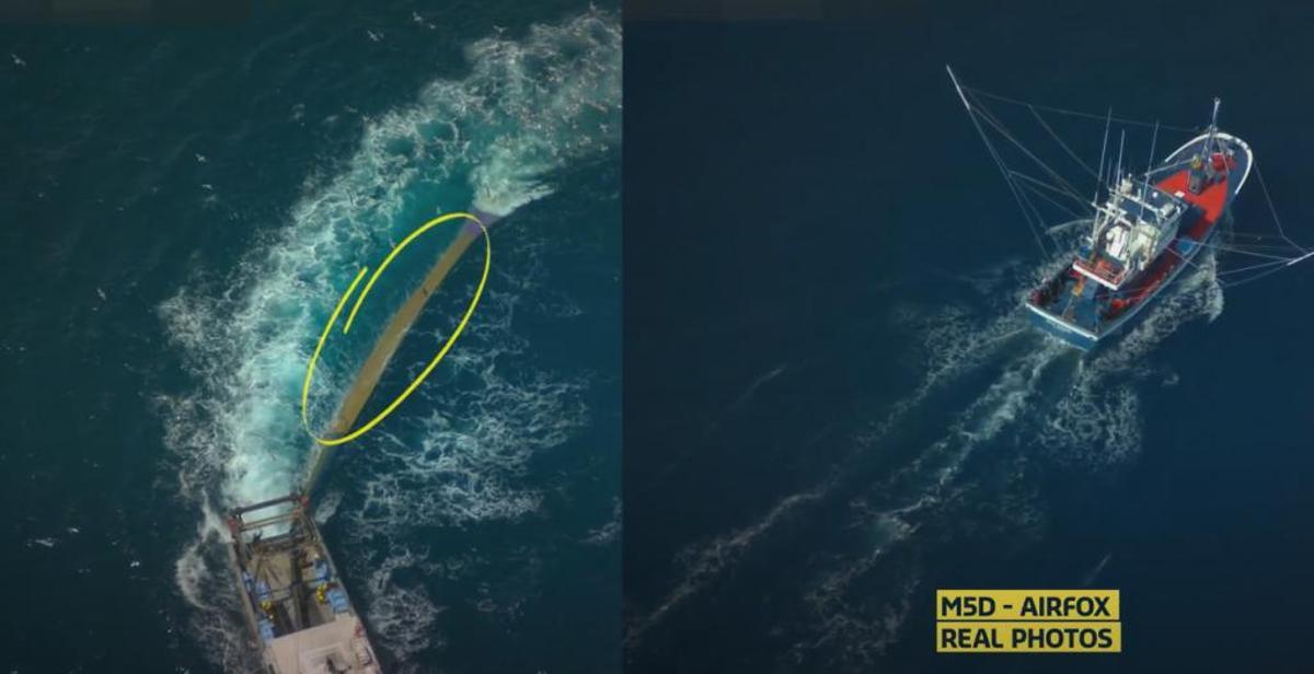 Imágenes tomadas durante una jornada de inspección pesquera con drones por el «M5D-Airfox» de la nigranesa Marine Instruments.