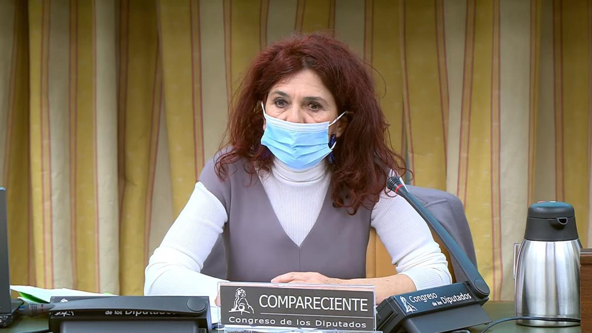 Teresa Vicente, durante su comparecencia en la Comisión de Transición Ecológica