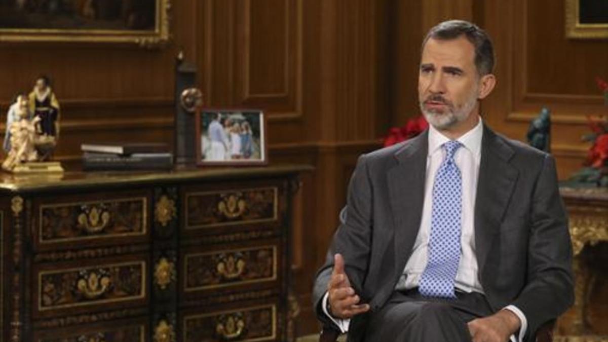 El rey Felipe VI, durante su intervención televisada.