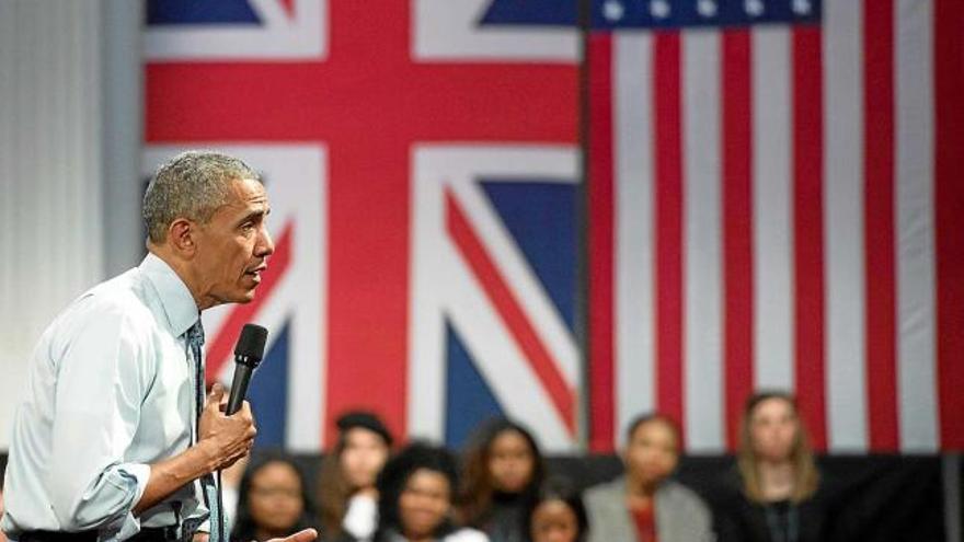 Obama, en el discurs que va fer ahir en el míting amb joves a Lindley Hall, a Londres